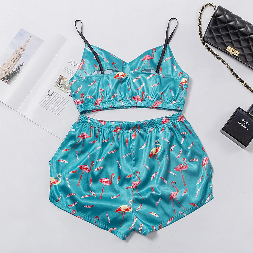 Пижамный комплект HiLoc с принтом фламинго Женский из двух предметов милая Пижама