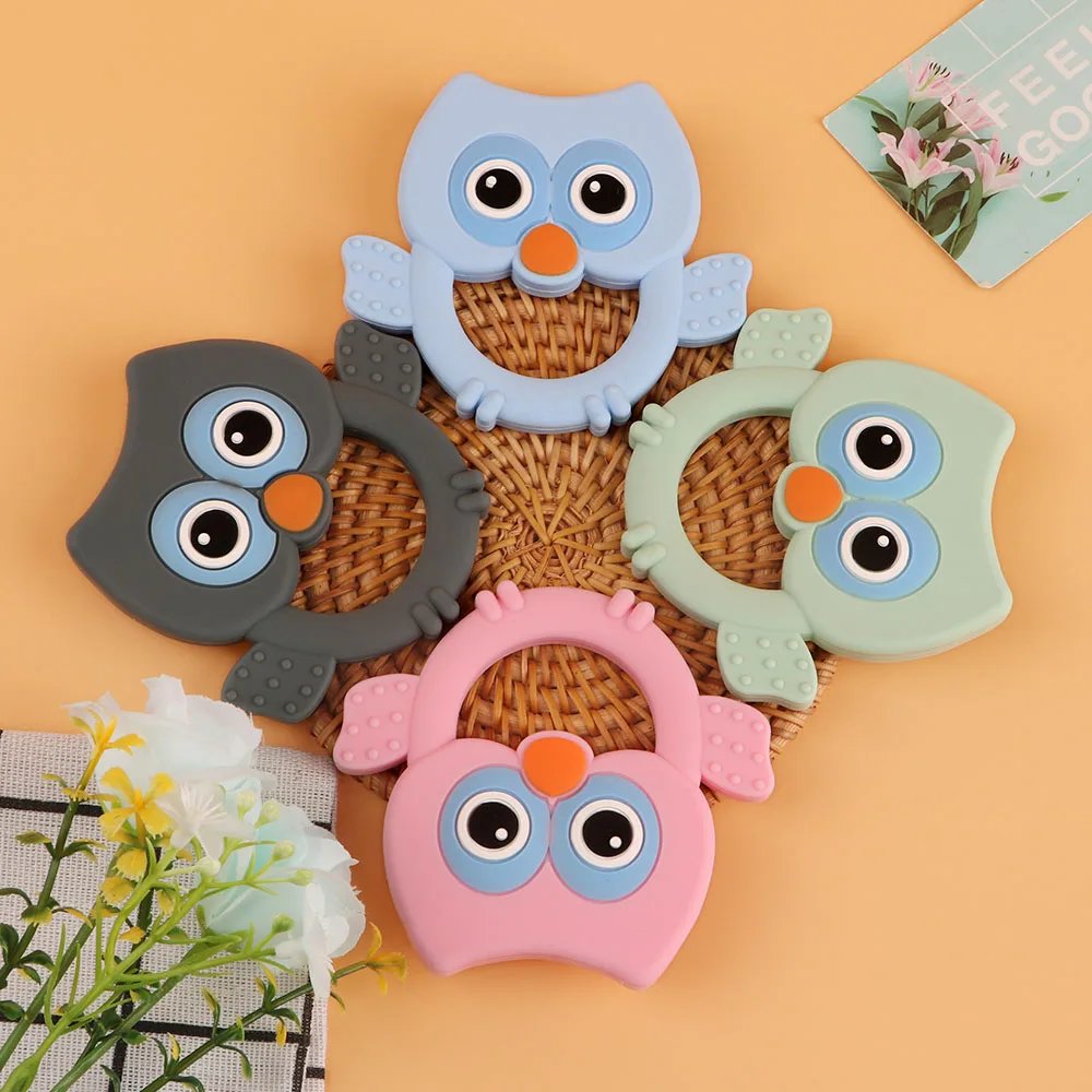 Kovict-mordedores de silicona de animales para beb&eacute;, accesorios de cadena de chupete de b&uacute;ho de dibujos animados, mordedor masticable para ni&ntilde;os, juguetes de lactancia, 5/10 piezas-1