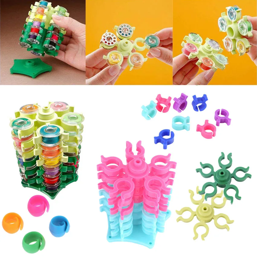 Вышитые шпульки в виде башни для хранения 30 шт. | Дом и сад