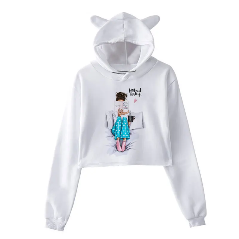 Милые длинные толстовки свитшот уличная одежда в стиле харадзюку кроп-топ