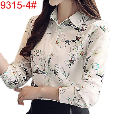 Женская шифоновая блузка, рубашка,, женская одежда, длинный рукав, Blusas, шифон, женские офисные блузки, с принтом, в полоску, в горошек, для девушек, OL, Топ - Цвет: 9315-4
