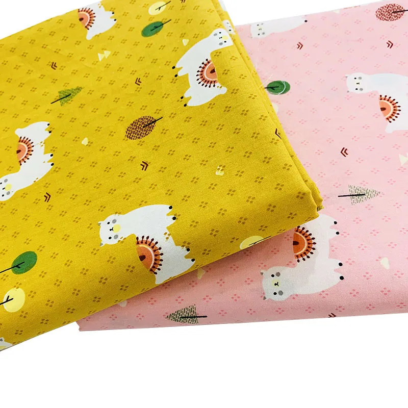 Саржевая хлопчатобумажная ткань с милым принтом животного для рукоделия