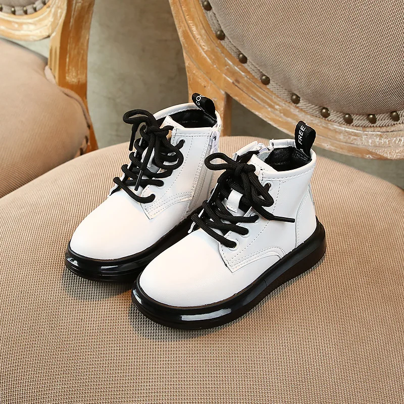 Новинка зимы 2019 Детская обувь из лакированной кожи Блестящие детские ботинки