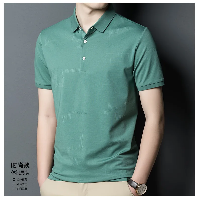 

short-sleeved POLO shirt men's business casual polyester/cotton.POLO shirt lapels young and middle-aged thin breathable