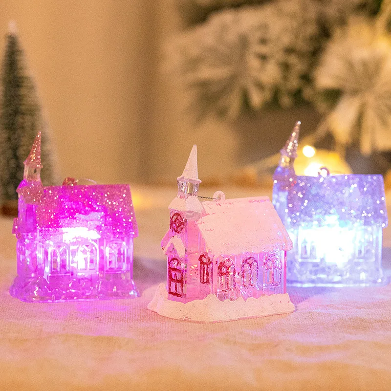 

Christmas Decoration 11cm, Christmas Luminescent Snow House Colorful discoloration Home Ornament, New Year's Gifts for Children