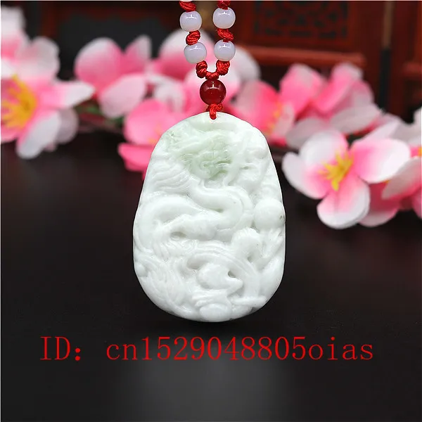 Natural White Chinese Jade Dragon Pendant Necklace Charm Jewellery Fashion Accessories Carved Amulet Gifts for Women Men | Украшения и