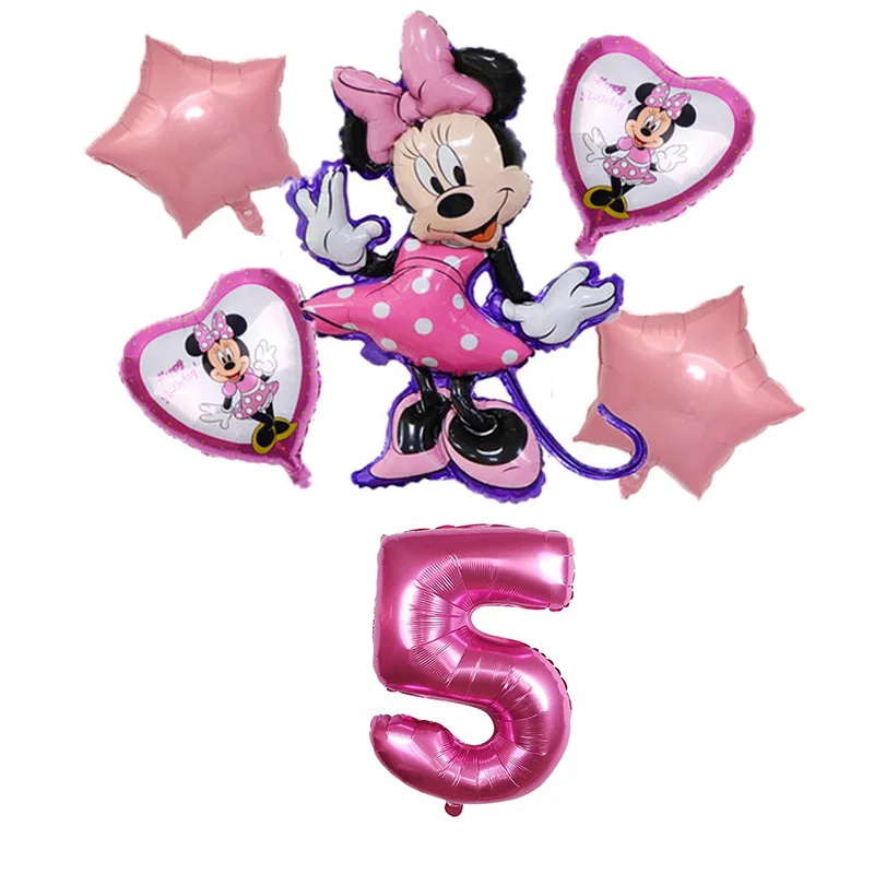 

6pcs Disney Minnie Mouse 32inch Number Balloons Birthday Party Decorations Baby Shower Kids Party Minnie Balloon Air Globos