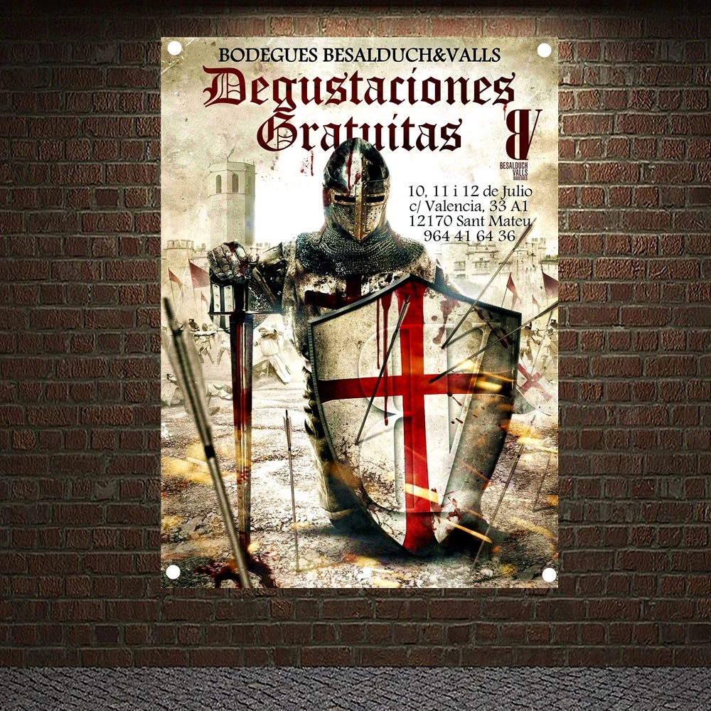

Ancient Military Poster Wall Sticker Vintage Knights Templar Armor Banners Crusader Flags Mural Canvas Painting Home Decoration