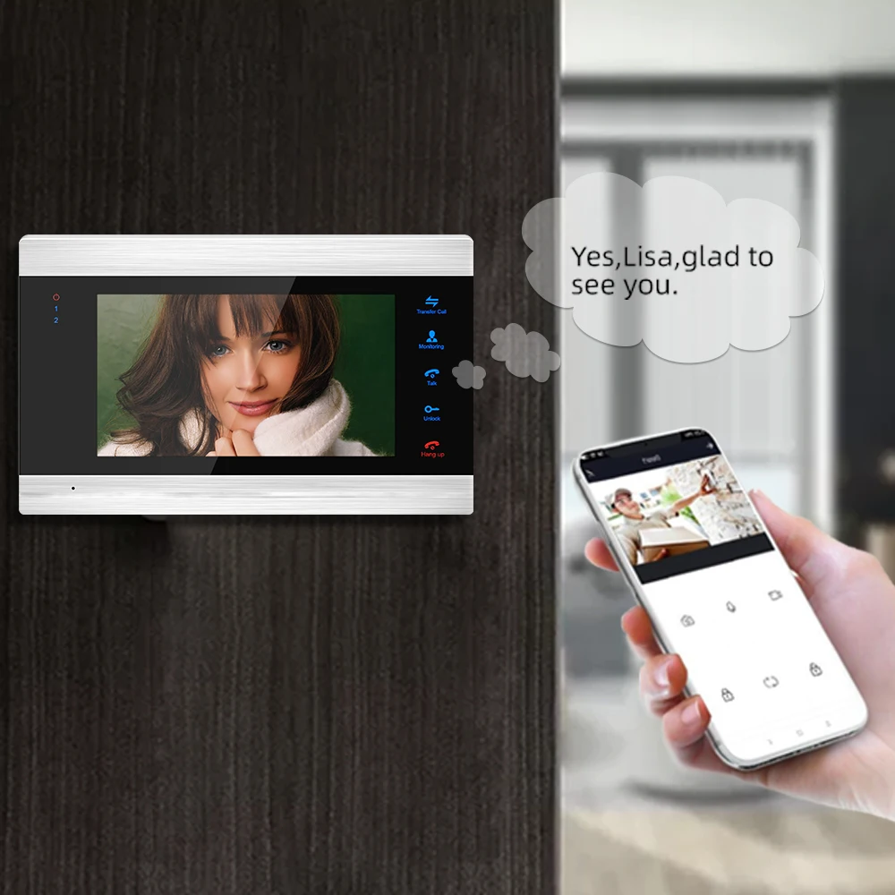 Jeatone 7 дюймов беспроводной Wifi смарт IP видео домофон система с 2 монитором ночного