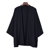 2021 fashion summer plain color coat japanese kimono cardigan kimono haori for woman man loose thin black outer garment g263