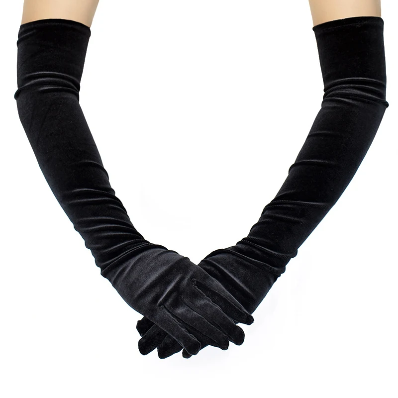 

Autumn Velvet Driving Gloves Women Black Long Gloves Female Elegant Long Dinner Dress Gloves Etiquette Gloves Sexy Glove