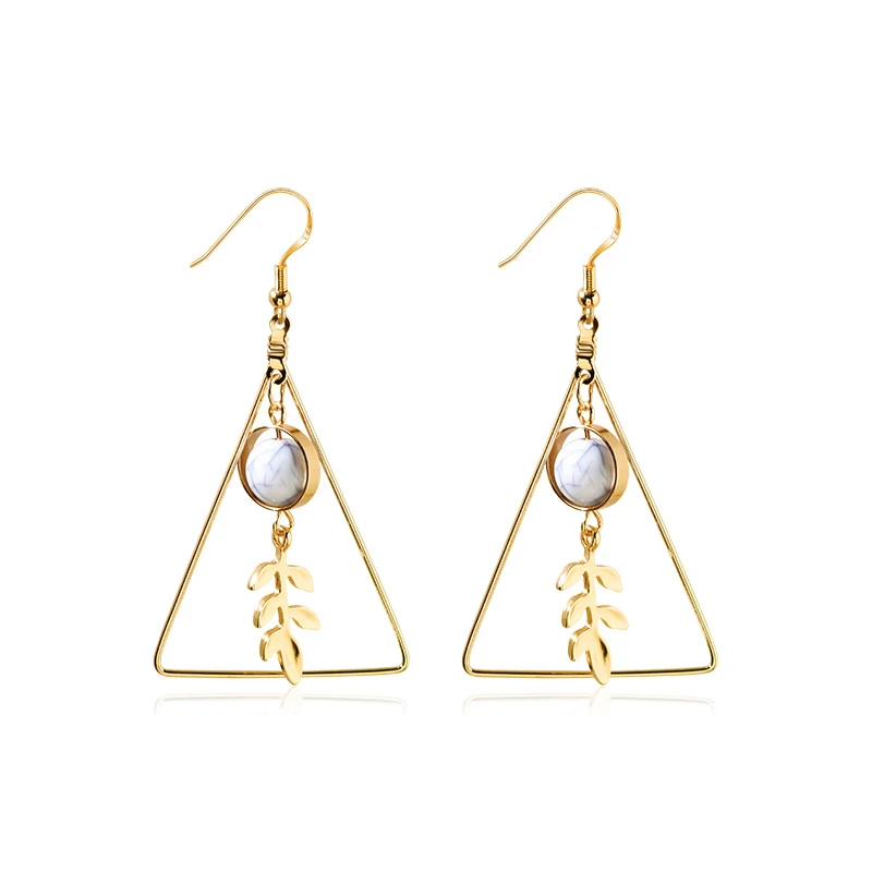 

Mori Style Triangle Geometric Leaf-Shaped Earring Korean Style Fresh Simple 2020 New Trendy Earrings High-Grade Earrings for