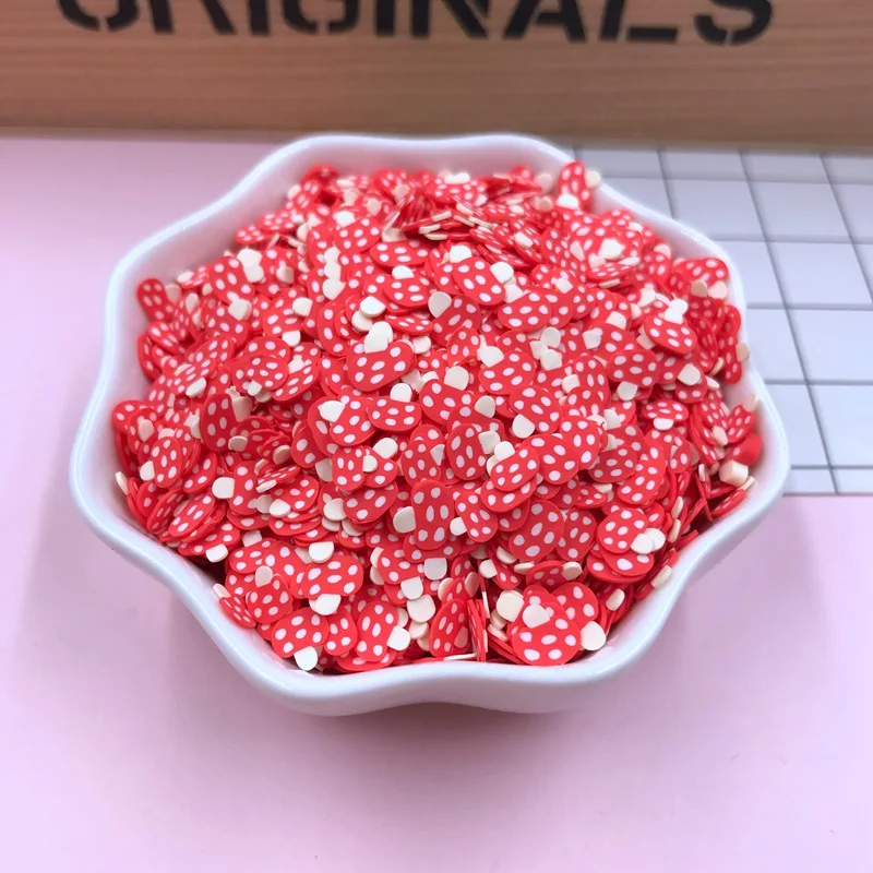 red mushroom 50 г/лот Горячая глина облако ломтик, глина Радуга, Новые фрукты брызги для рукоделия, телефон деко, DIY - Цвет: red mushroom