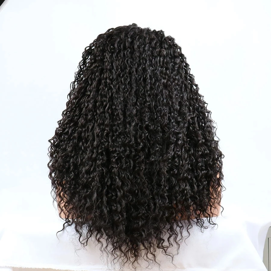 

Heavy Density Curly Synthetic Lace Front Wig with bangs Pre Plucked Naturaline Heat Resistant Fiber Kinky Curly Fringe wigs