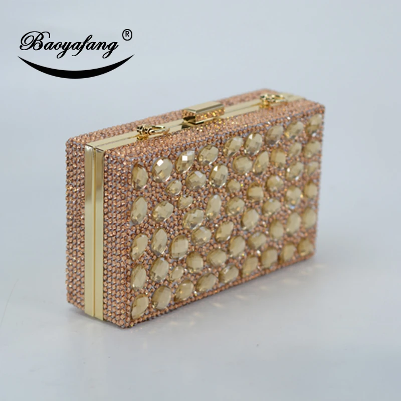 

BaoYaFang Champagne Crystal woman Wedding shoes and bags set High Heels Platform shoes Thin Heel fashion shoes with bags