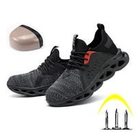 summer breathable steel toe cap safety shoes fly woven large mesh surface anti puncture work shoes wear resistant non slip shoes