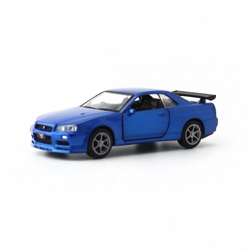 

JACKIEKIM Diecast Metal Model/1:36 Scale/Nissan GTR 34 Super Racing/Pull Back Toy Car/Educational Collection/Gift For Children