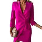 Женское платье с длинным рукавом и воротником-стойкой