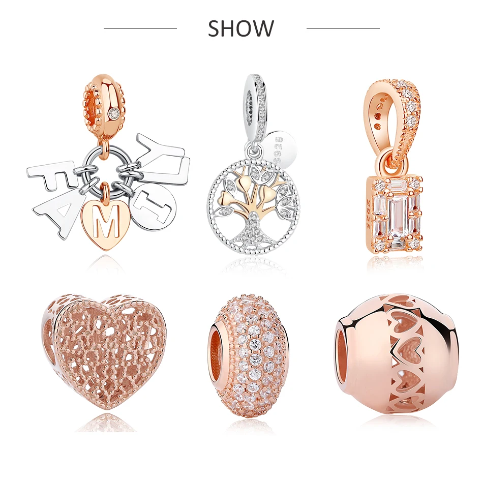 Розовое Золотое любовное сердце Семья дерево с позолоченным кольцом подходят к