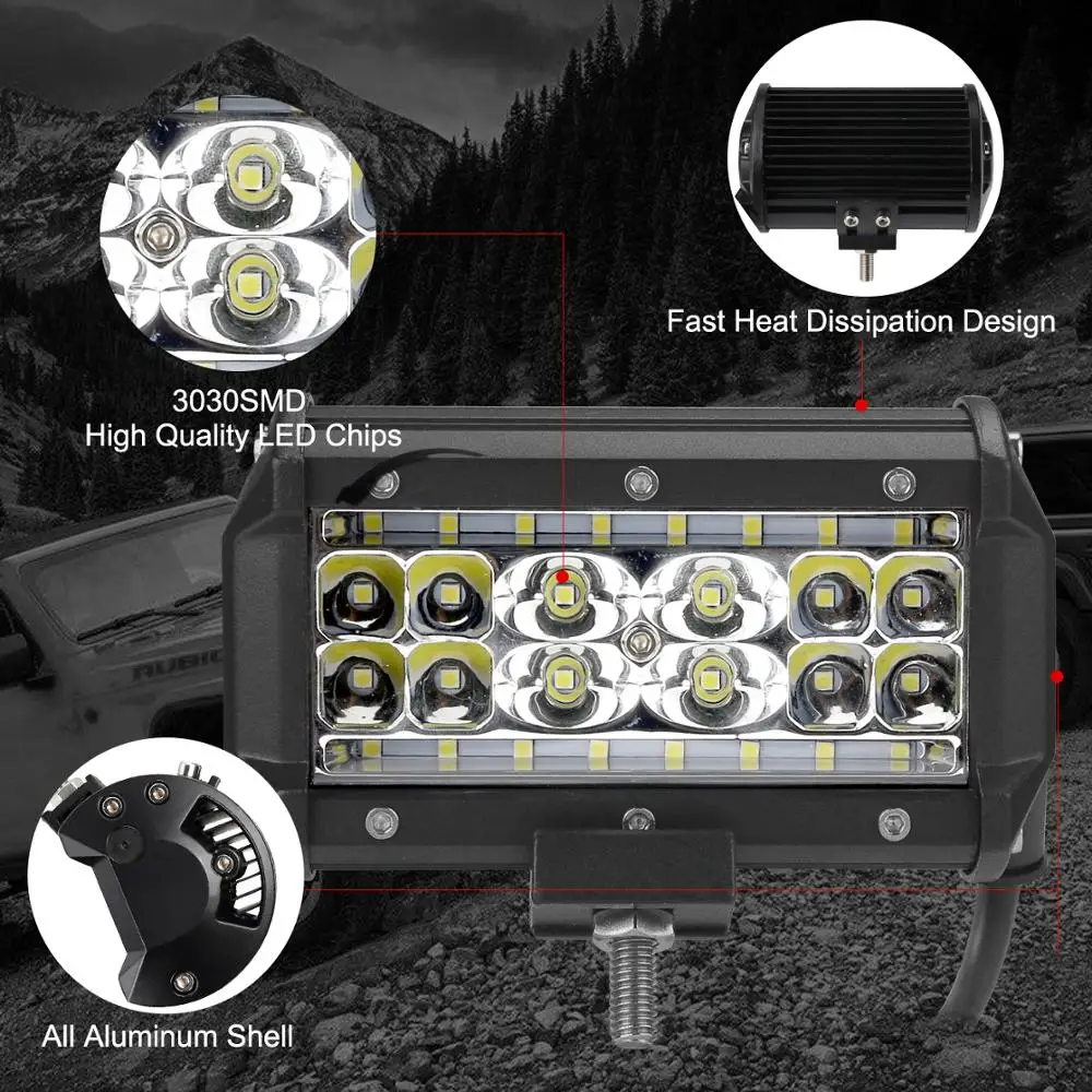 2шт Светодиодный светильник бар 12В 24В для вождения рабочий s автомобильный