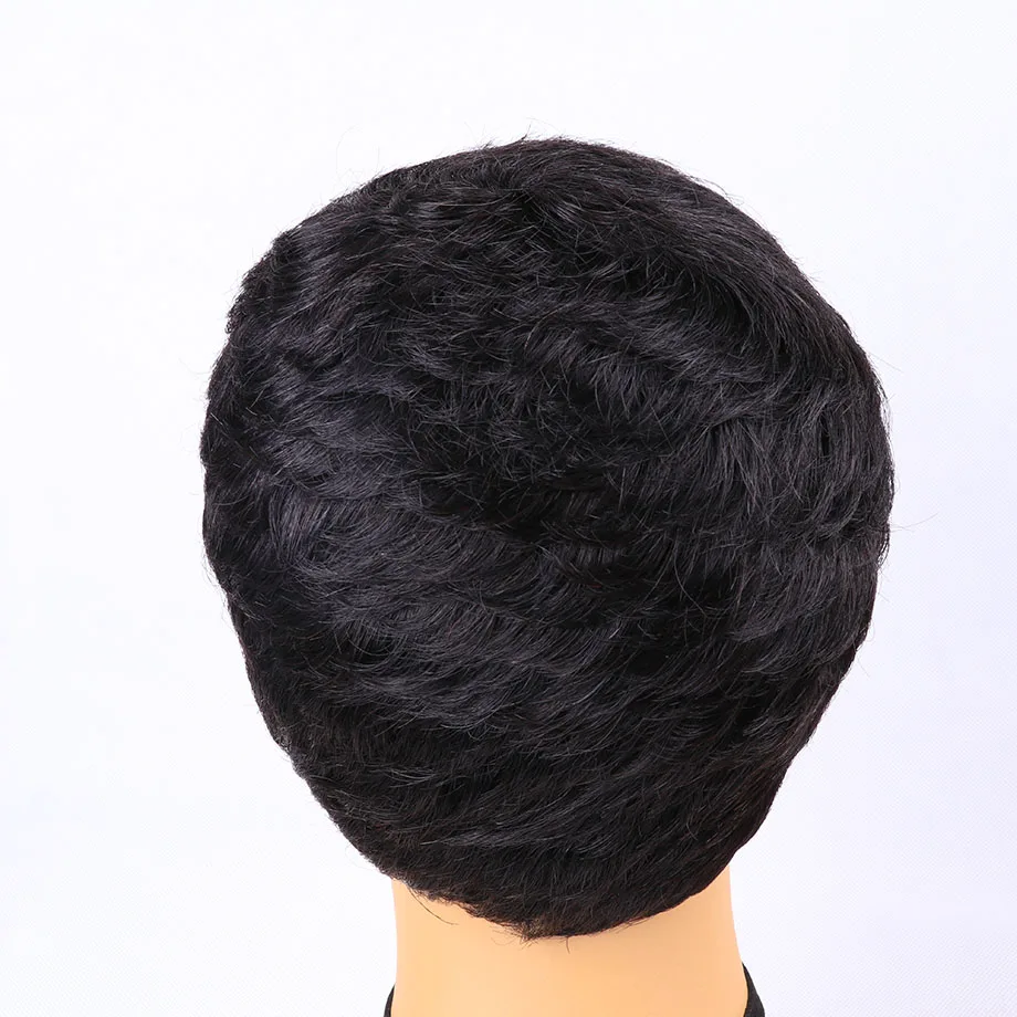 Парик Pixie Cut натуральные кудри Короткие парики человеческие волосы для черных