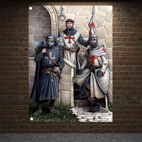 vintage knights templar posters print art wall decor crusader banners flags wallpaper canvas painting wall hanging home decor f5