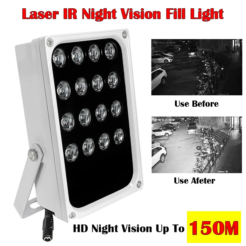 150M IR Distance 4pcs Laser Led + 12pcs Array Leds Infrared Night Vision Fill Light for CCTV Security Camera LED Lighti | Безопасность и