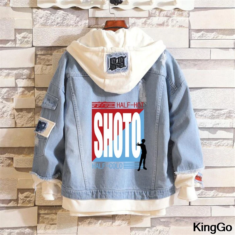 

Classic My Hero Academia Shoto Todoroki Cosplay Costumes Attack on Titan Fate Blue Denim Jacket Hoodie For Girls Boys Cool Coat