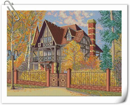 

Набор для вышивки крестиком, с изображением осеннего пейзажа, 14CT
