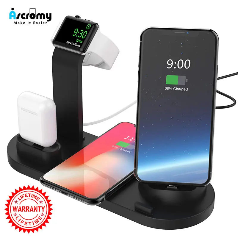 Беспроводная зарядная док станция 3 в 1 подставка держатель для Apple Watch Airpods iPhone XR X