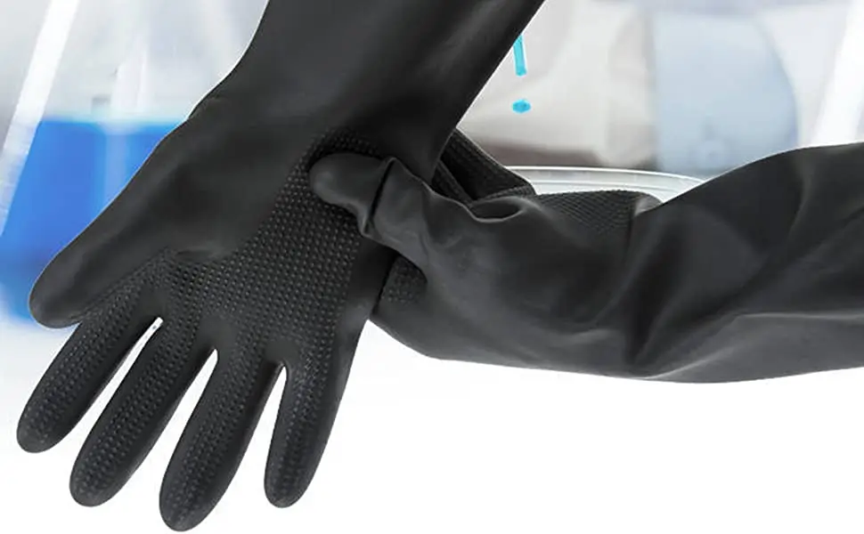 Перчатки HOLDWIN черные устойчивые к кислотам и щелочам коррозии кислотостойкие для