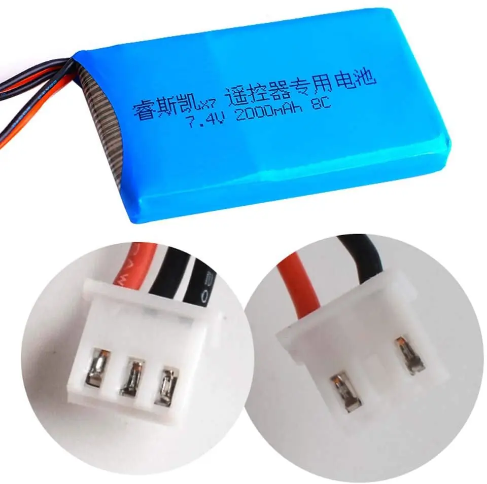 7.4V 2000mAh 8C LiPO Battery Fit for FrSky Taranis Q X7 Drone Remote Controller Telemetry Radio Transmitter | Игрушки и хобби
