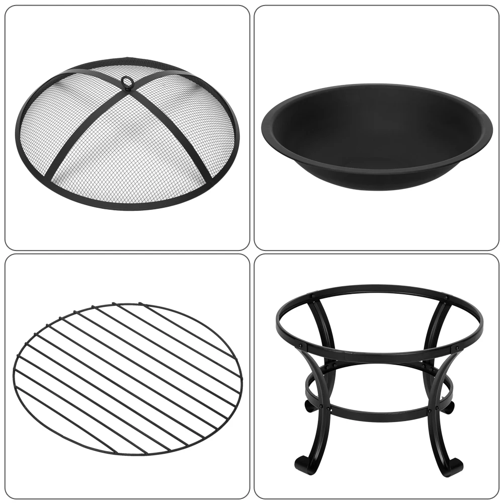 

22" Curved Feet Iron Brazier Wood Burning Fire Pit Decoration Backyard Poolside Camping BBQ Brazier Free Shipping