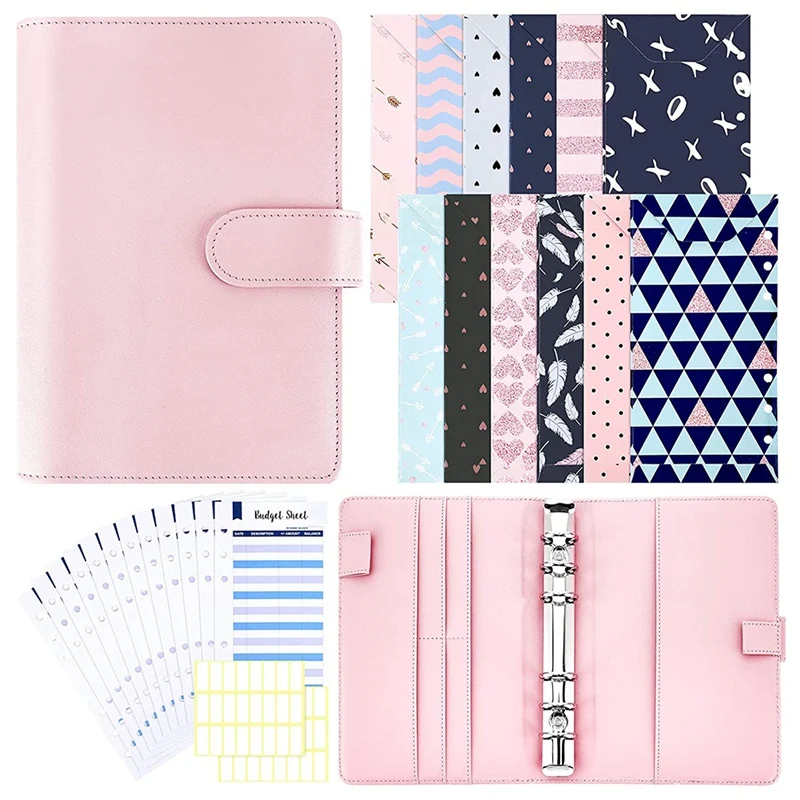 

Budget Cash Envelope System A6 PU Leather Binder Set for Planning Notepad