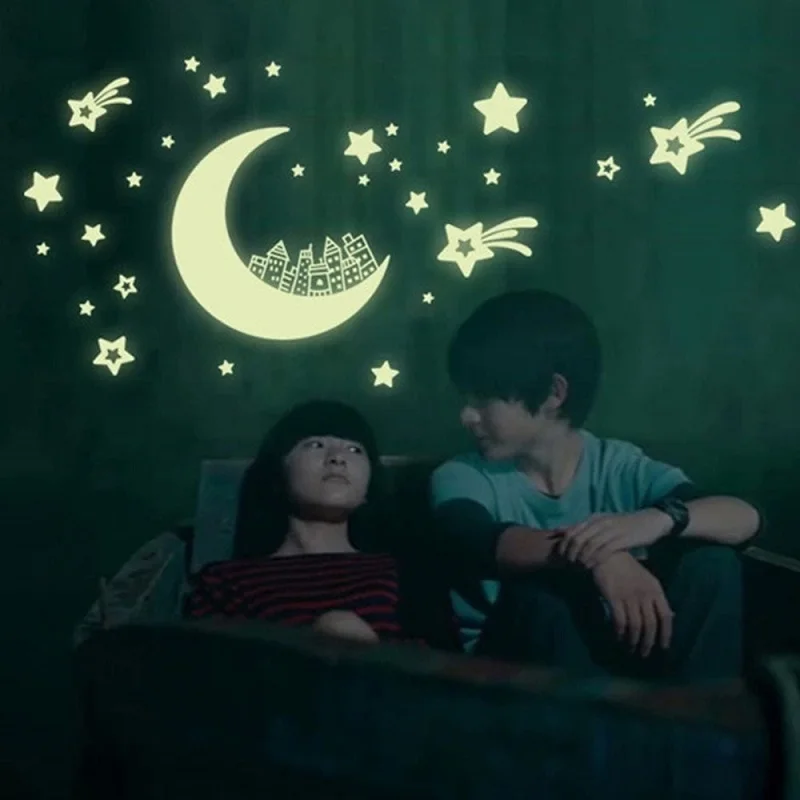 Звездный дом ПВХ Переводные обои светящиеся настенные наклейки праздничный