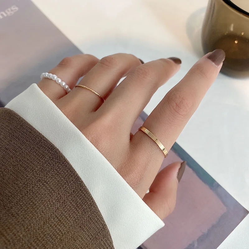 Комплект женских колец из искусственного жемчуга и бусин | Украшения аксессуары