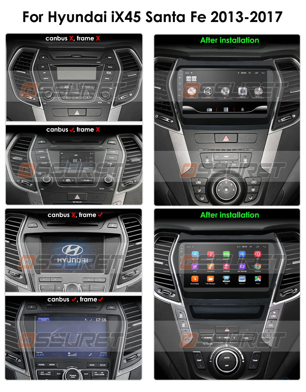 4G/2G/1G ОЗУ Android 10 для Hyundai iX45 Santa Fe 2013 2017 Автомагнитола GPS мультимедийный стерео плеер