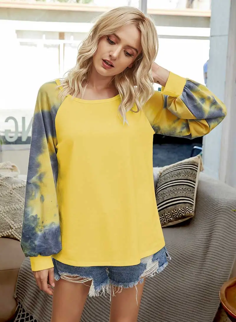 Богемный Вдохновленный галстук краситель футболка с длинным рукавом для женщин