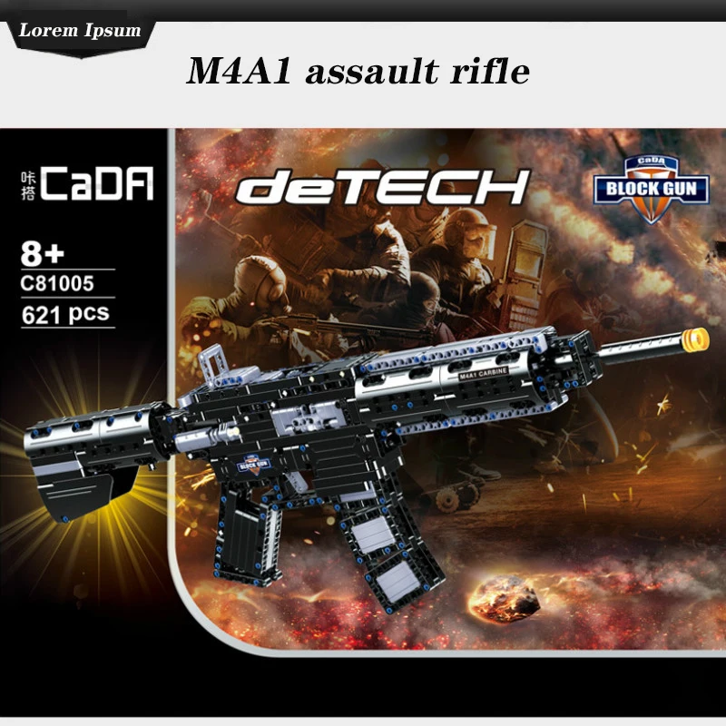 Конструктор детский игрушечный пистолет M4A1 модель штурмовой винтовки мягкий