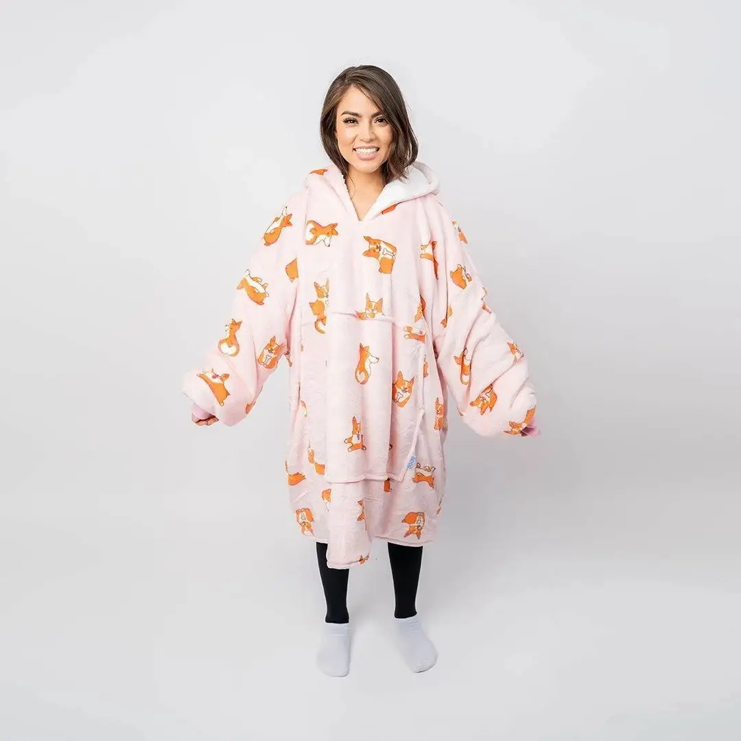 

Blanket hoodie long sleeve animal print robe 2020 robes for women fluffy, Unisex adult loungewear bathrobe, peignoir femme