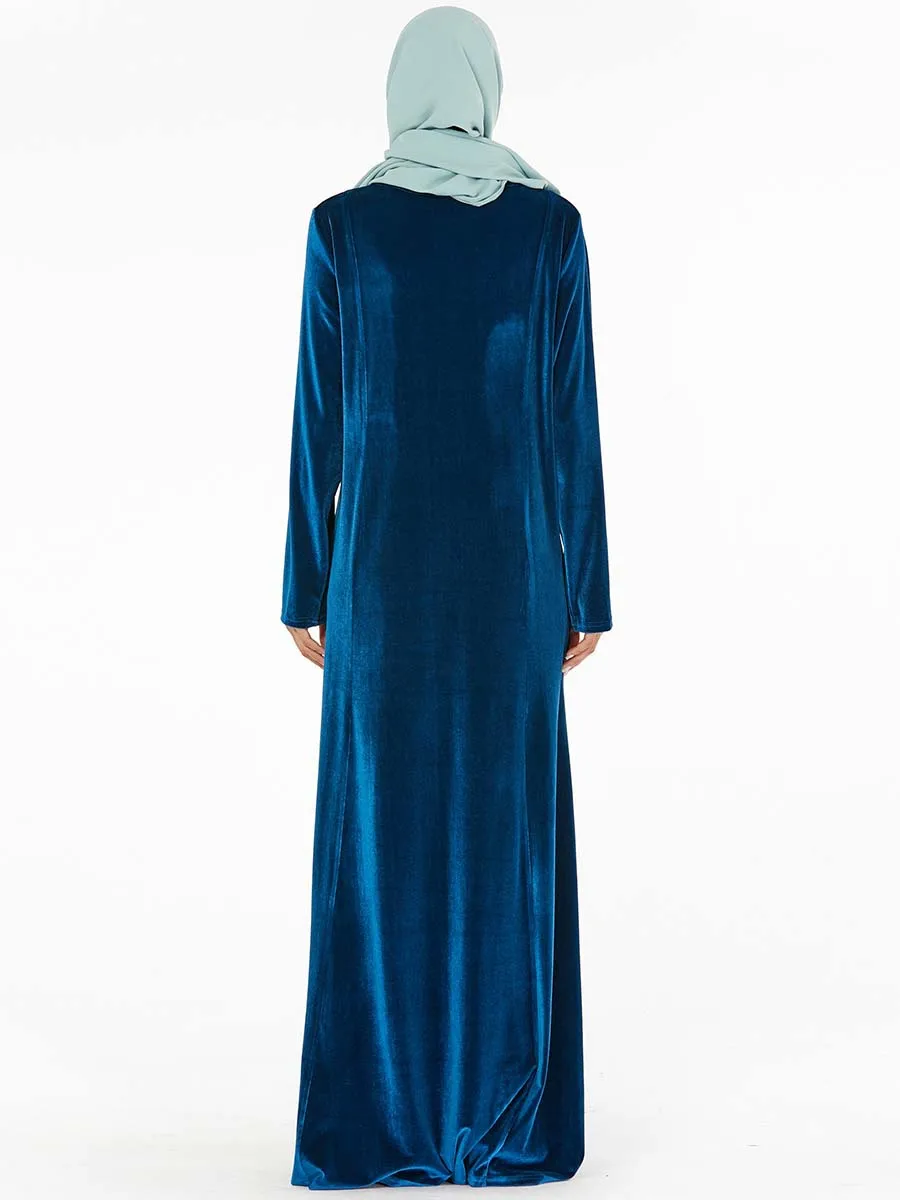 Дубай Кафтан вельветовое мусульманское платье женское кимоно Jubah халат абайя
