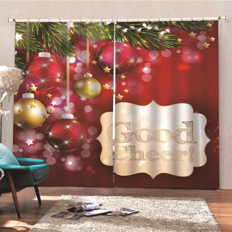 

Santa Claus Blackout Noise Reducing Curtains Christmas Window Curtains New Year Home Decor Xmas cortinas para salon de navidad