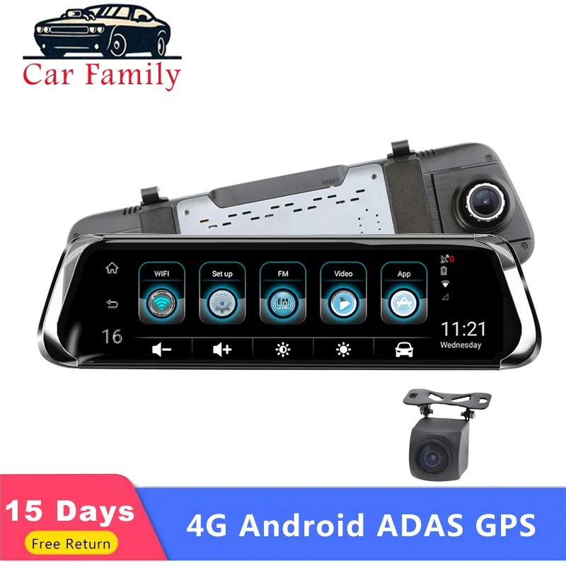 Зеркало заднего вида с видеорегистратором 10 &quot 4G Android 5 1 wi-fi ADAS GPS HD 1080P | Автомобили