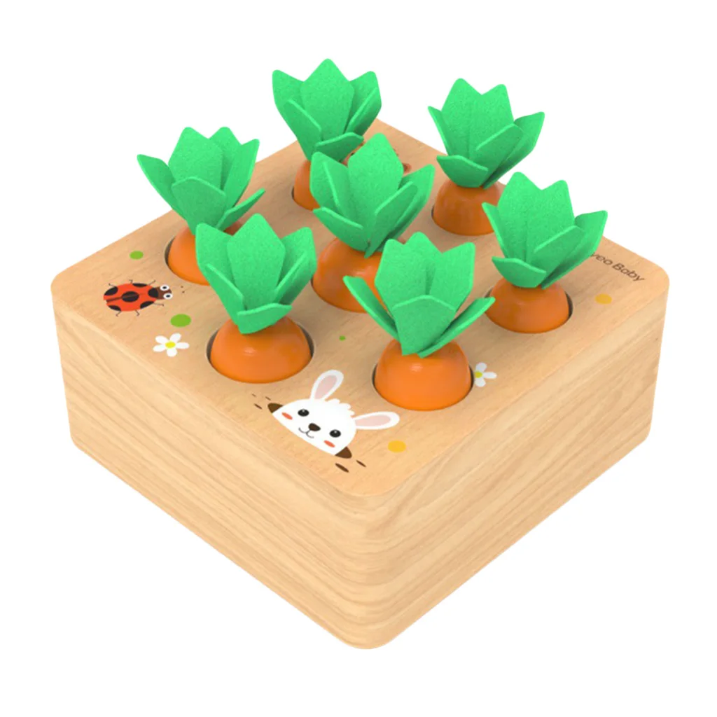 

Wooden Carrot Board Kids Baby Finger Flexibility Set Education Color Aids