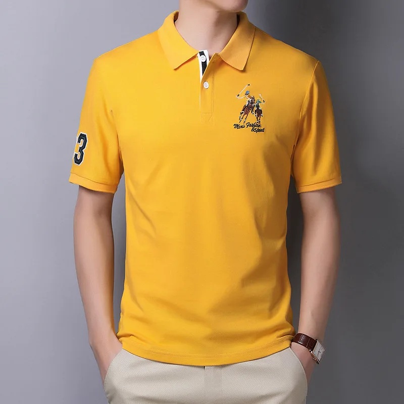

Men's short-sleeved t-shirt men's tide 2021 summer new embroidery lapel fruit green men's POLO shirt