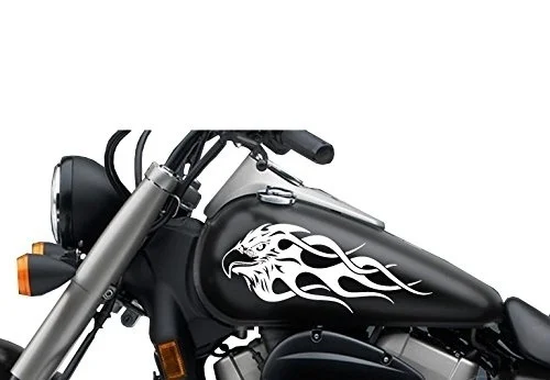 

For 2Pcs Car Motorcycle Flaming Eagle Gas Tank Decal Stickers Set 13"x5 "