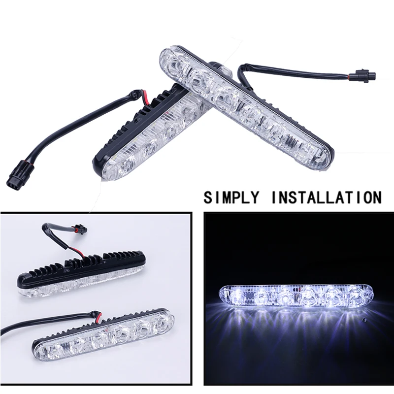 HLXG 2 шт. 12 В 6 светодиодный фонарь дневного света водонепроницаемый универсальный