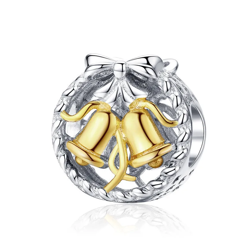 aasd1358-1 Подходит для браслета Pandora Серебро 925 CZ Колокольчик для елки украшения-Снеговички S925 Подарочный дом цветок бисер для изготовления ювелирных изделий - Окраска металла: aasd1358-1
