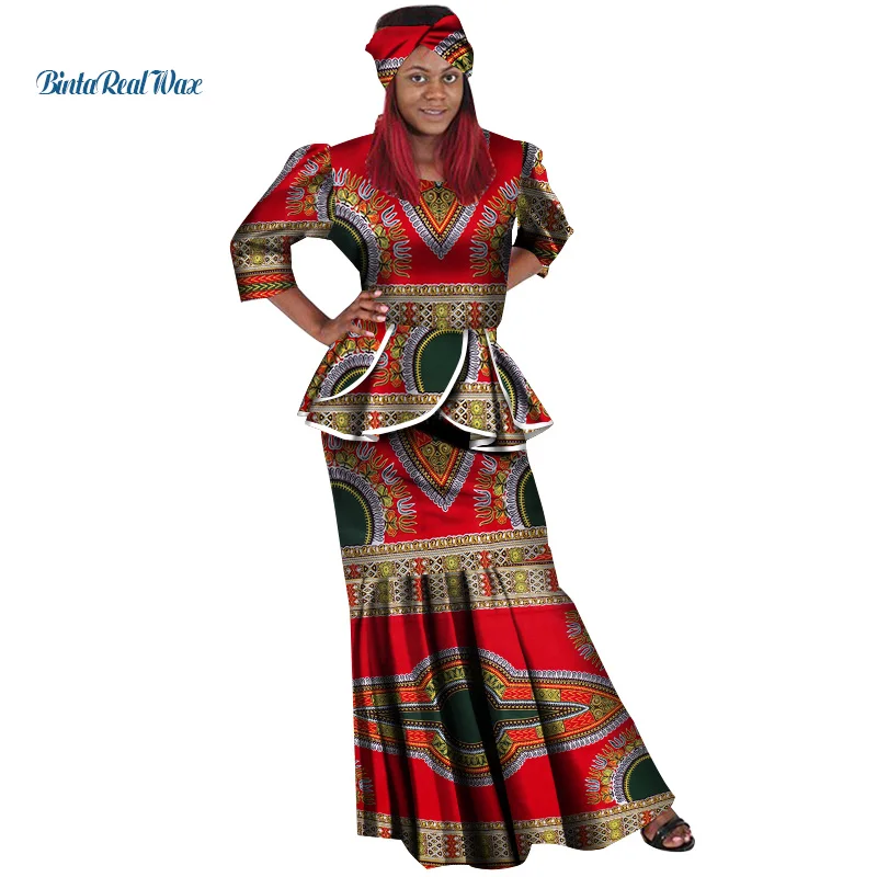 НОВЫЕ комплекты из топа и юбки в африканском стиле для женщин базин богатая