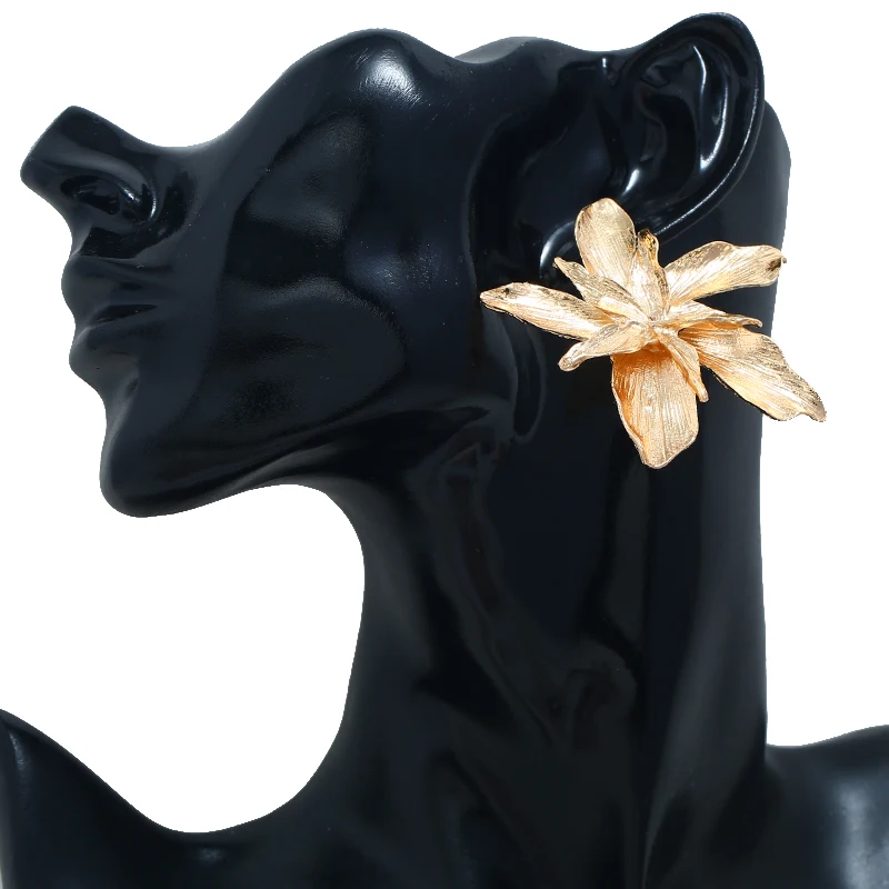 SINDLAN элегантные большие цветочные серьги гвоздики золотые серебряные шпильки